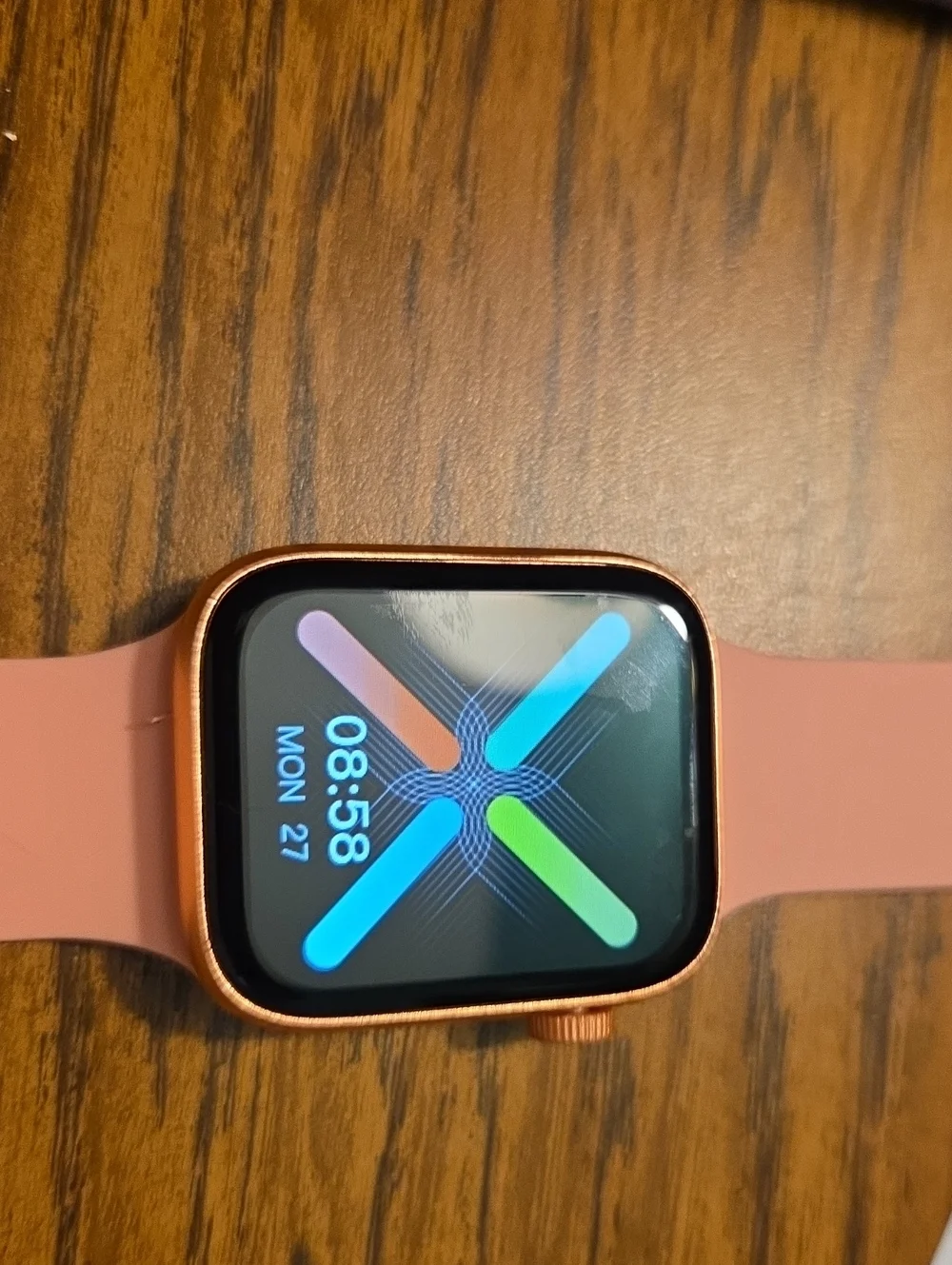Pink Silicone Smartwatch with Rose Gold Case